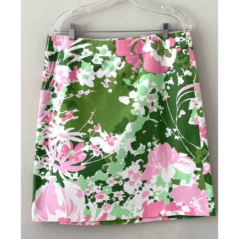 Talbots Floral Skirt Pink and Green Cotton Shell size 12